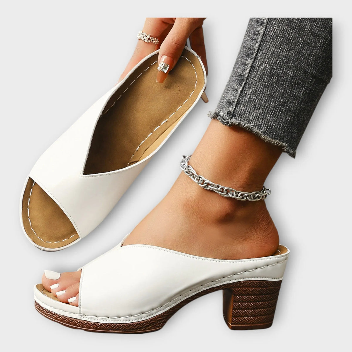 Heels with Thick Heel and Open Back
